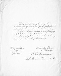 Huwelijksaankondiging P. MG en S.L. van Dedem tot den Berg (1858)